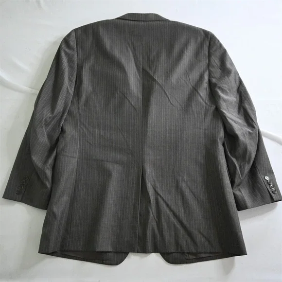 Jos A Bank 44L 36x32 Brown Stripe 100% Wool Mens Jacket Pants Suit